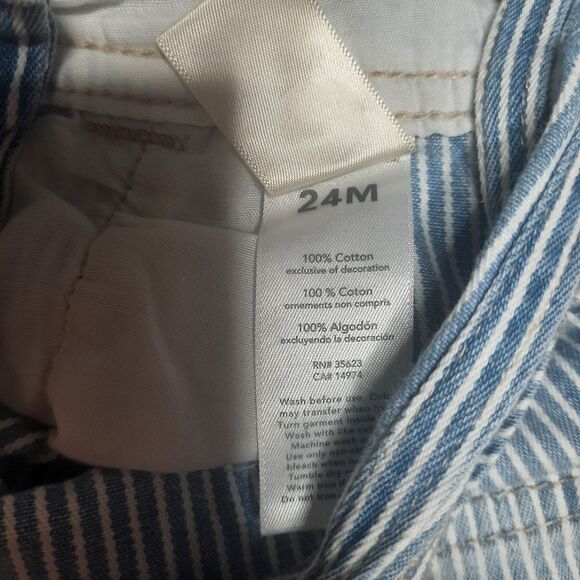 OshKosh B'gosh Train Conductor Overalls Blue White Size 24 Months - Picture 8 of 8